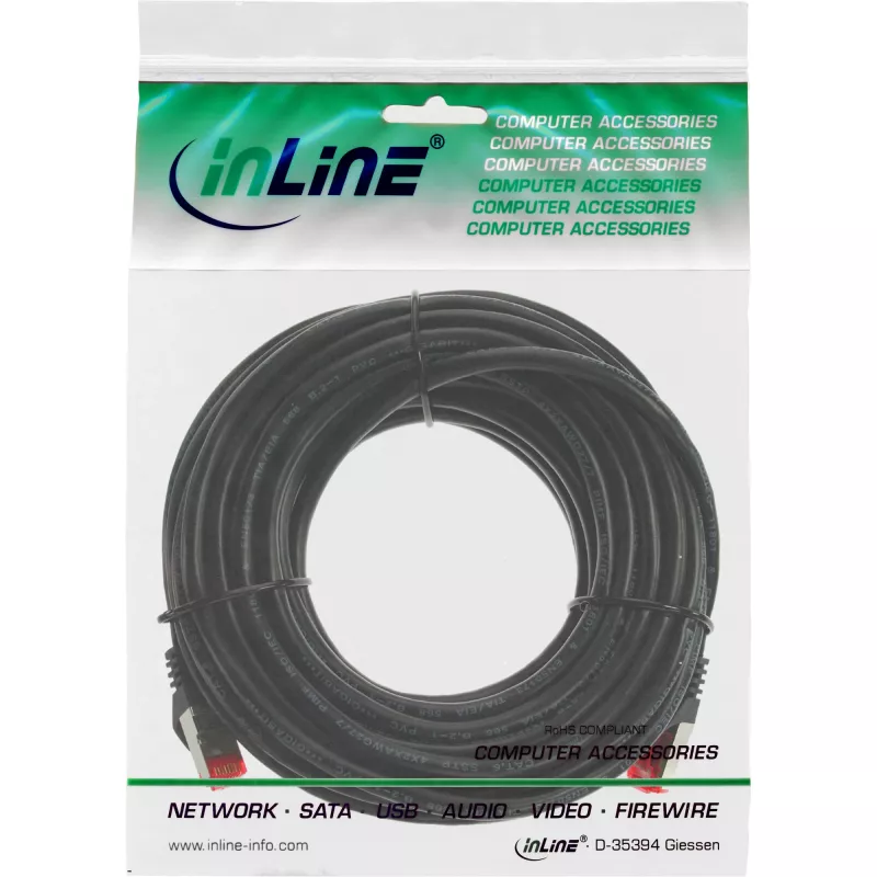 InLine patchkaapeli S/FTP PiMF Cat.6 250MHz PVC CCA musta 10 m
