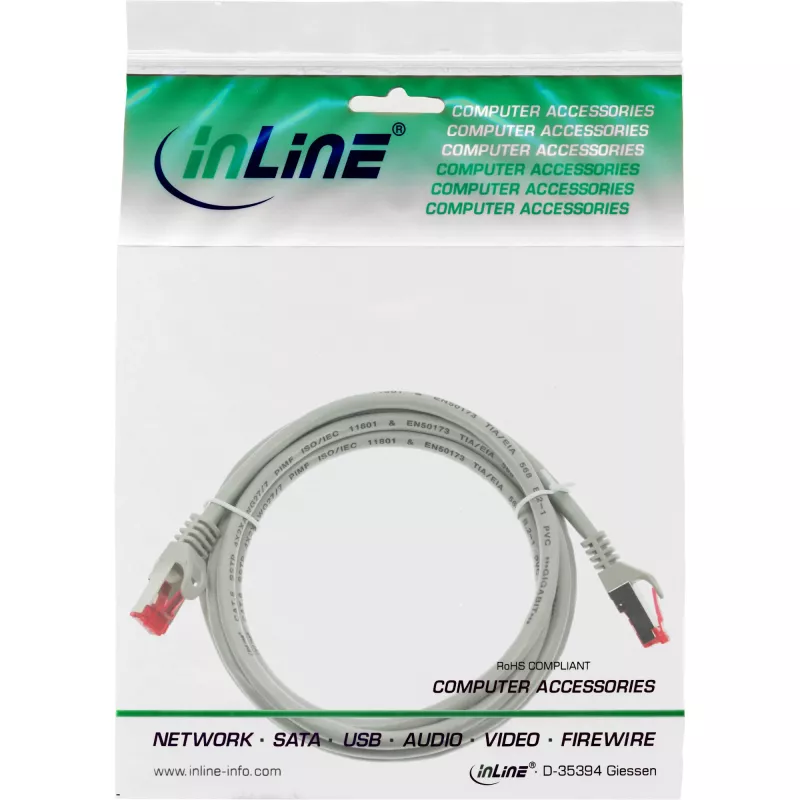 InLine verkkokaapeli S/FTP PiMF Cat.6 250MHz PVC CCA harmaa 3m