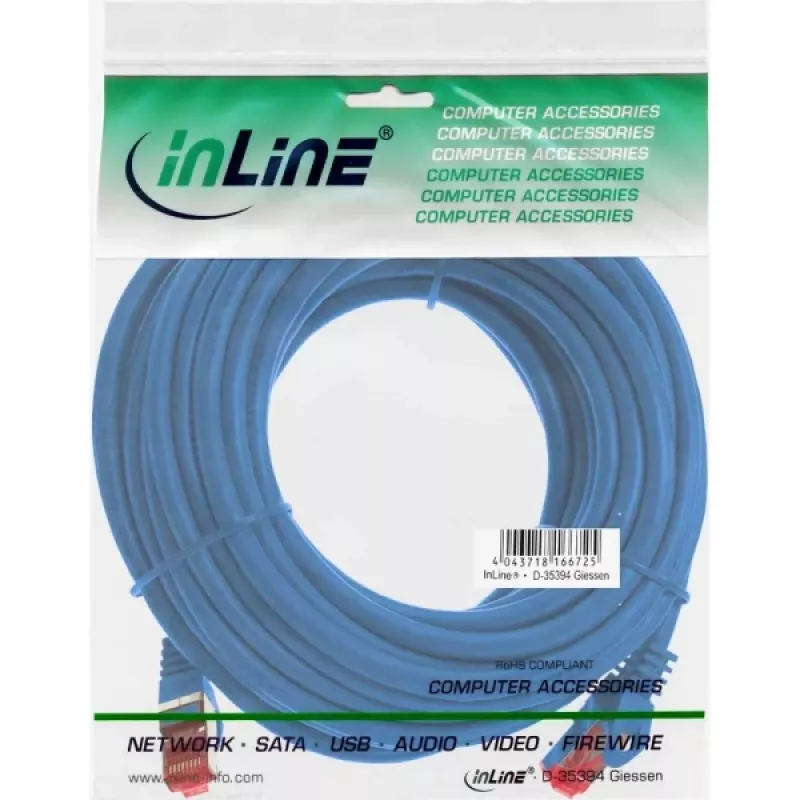 InLine verkkokaapeli S/FTP PiMF Cat.6 250MHz PVC CCA sininen 10m