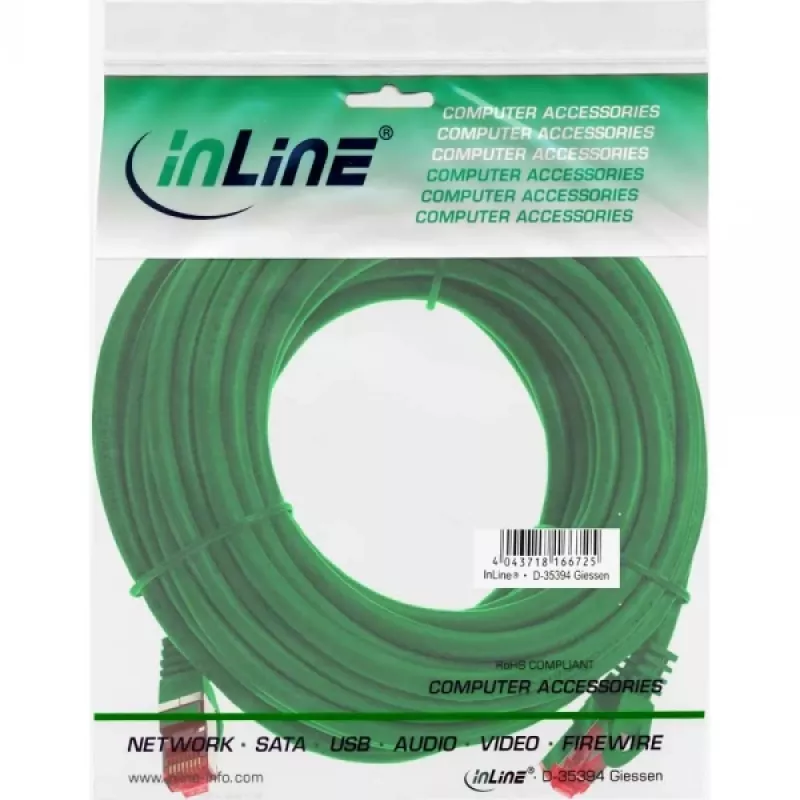 InLine verkkokaapeli S/FTP PiMF Cat.6 250MHz PVC CCA vihreä 10m