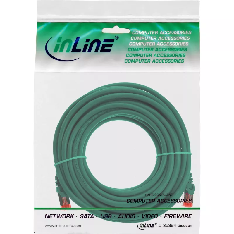 InLine verkkokaapeli S/FTP PiMF Cat.6 250MHz PVC CCA vihreä 5m