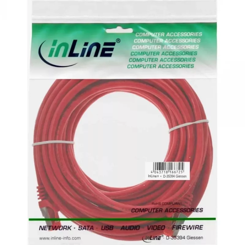 InLine verkkokaapeli S/FTP PiMF Cat.6 250MHz PVC CCA punainen 10m