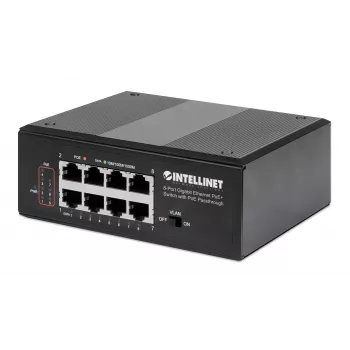 Teollisuuskytkin Intellinet 8-porttinen Gigabit Ethernet PoE+