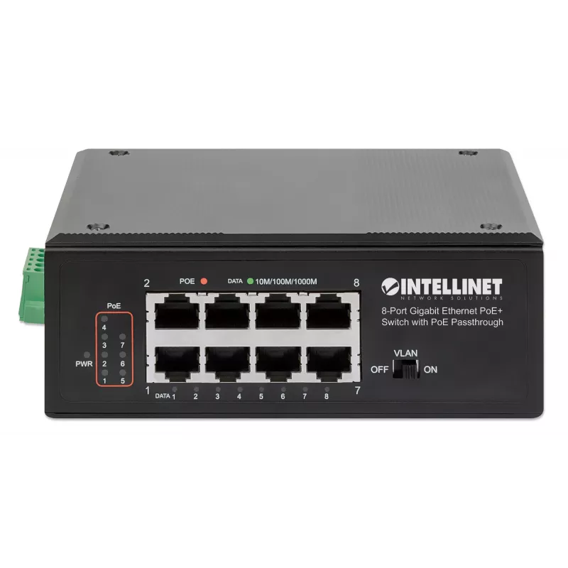 Teollisuuskytkin Intellinet 8-porttinen Gigabit Ethernet PoE+