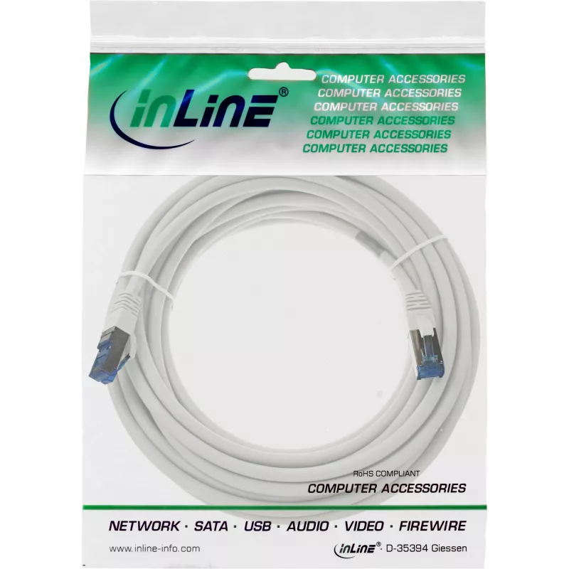 InLine patch-kaapeli S/FTP PiMF Cat.6A halogeniton 500MHz valkoinen 7,5m