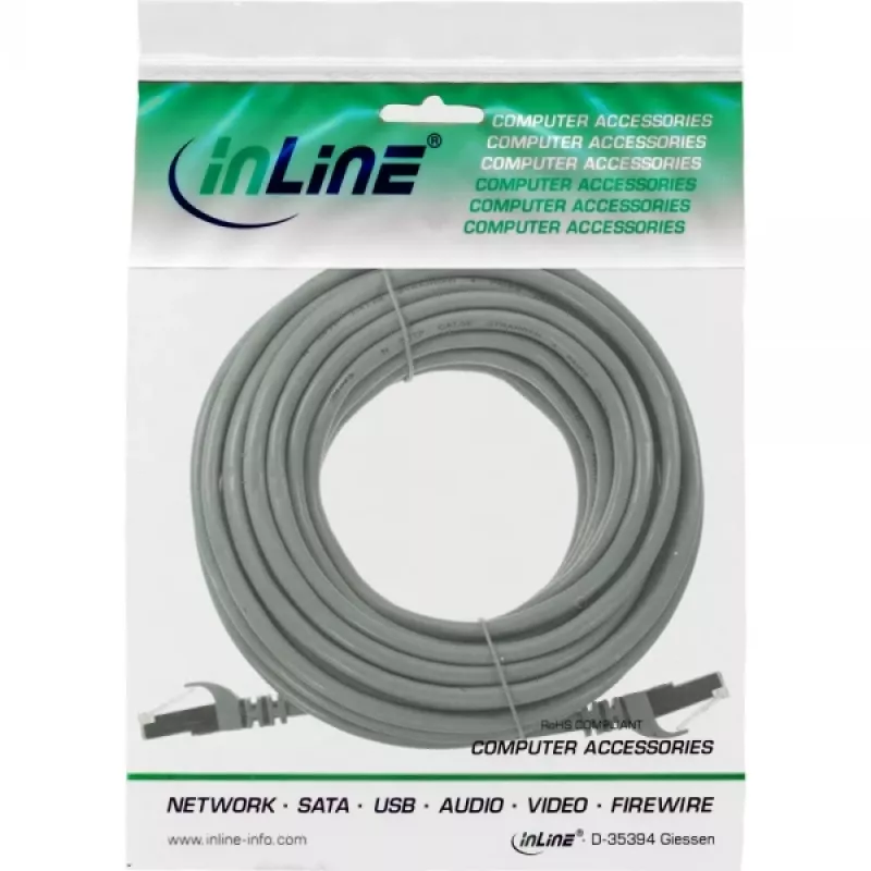 InLine verkkokaapeli U/UTP Cat.5e AWG26 harmaa 10 m