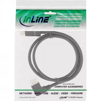 InLine DisplayPort 1.4 -kaapeli, 8K4K, vasemmalle kulma, musta/kulta, 5 m