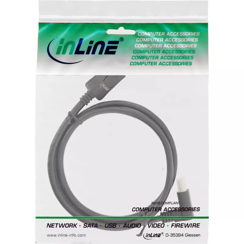 InLine DisplayPort 1.4 -kaapeli, 8K4K, kulma, musta/kulta, 5 m