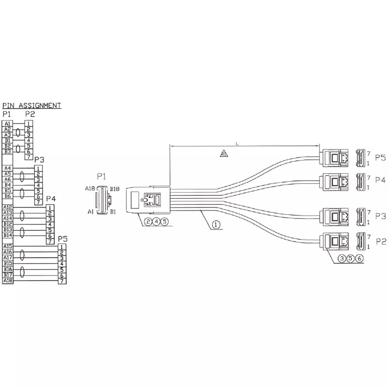 InLine SAS-kaapeli Mini SAS SFF8087 4x SATA suora OCR 0,5 m