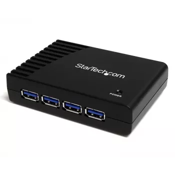 StarTech.com 4-porttinen musta SuperSpeed USB 3.0 -keskitin, USB 3.2 Gen 1 (3.1 Gen 1) Type-A, 5000 Mbit/s, musta, virta, 5 V, 2 A