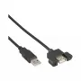 InLine USB 2.0 -kaapeli A-uros - A-naaras kortinpaikkalevyyn, 0,6 m, musta, 120 kpl irtopakkaus