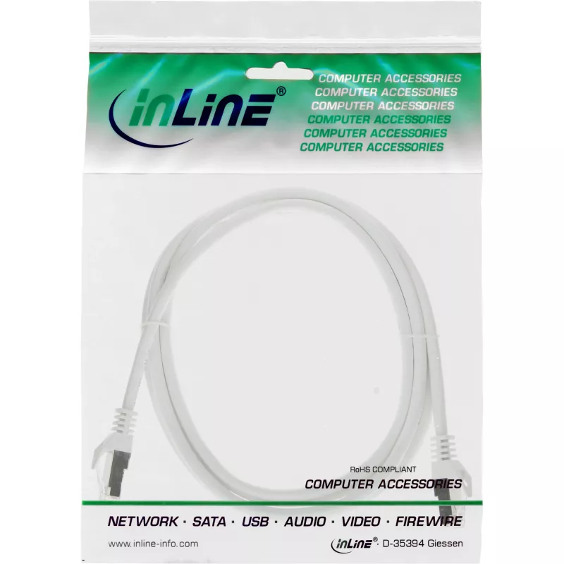 InLine verkkokaapeli SF/UTP Cat.5e valkoinen 3m