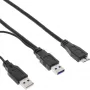 InLine USB 3.2 Gen.1 Y-kaapeli 2x Type-A-uros / Micro-B-uros, musta, 1,5m