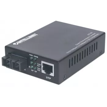 Intellinet Gigabit Ethernet yksimuotomediamuunnin, 10/100/1000Base-T – 1000Base-Lx (SC) yksimuoto, 20 km