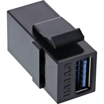 InLine USB 3.1 Snap-In -moduuli, USB-A naaras/naaras, musta kotelo