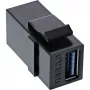 InLine USB 3.1 Snap-In -moduuli, USB-A naaras/naaras, musta kotelo