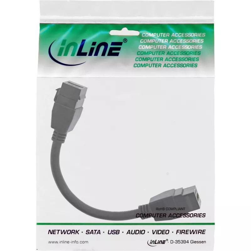 InLine HDMI 2x Keystone -kaapeli 4K/60Hz, HDMI A naaras/naaras, musta, 0,2 m