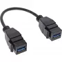 InLine USB 3.2 Gen1 2x Keystone -adapterikaapeli, 2x USB A Keystone -naaras, 0,2m