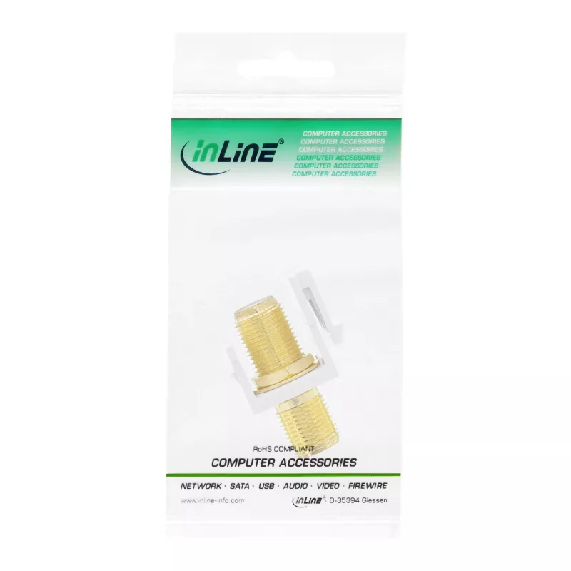 InLine Keystone asennusadapteri, satelliittikaapelille, 2x F-naaras, valkoinen