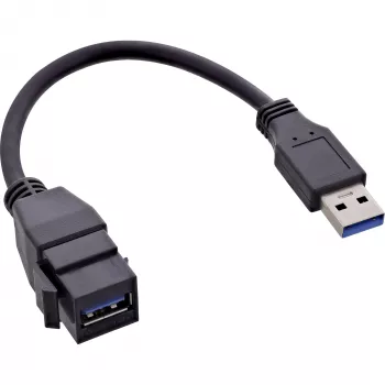 USB 3.2 Gen1 -adapterikaapeli InLine 76206C 0,2 m USB A -pistoke Keystone-liitäntään