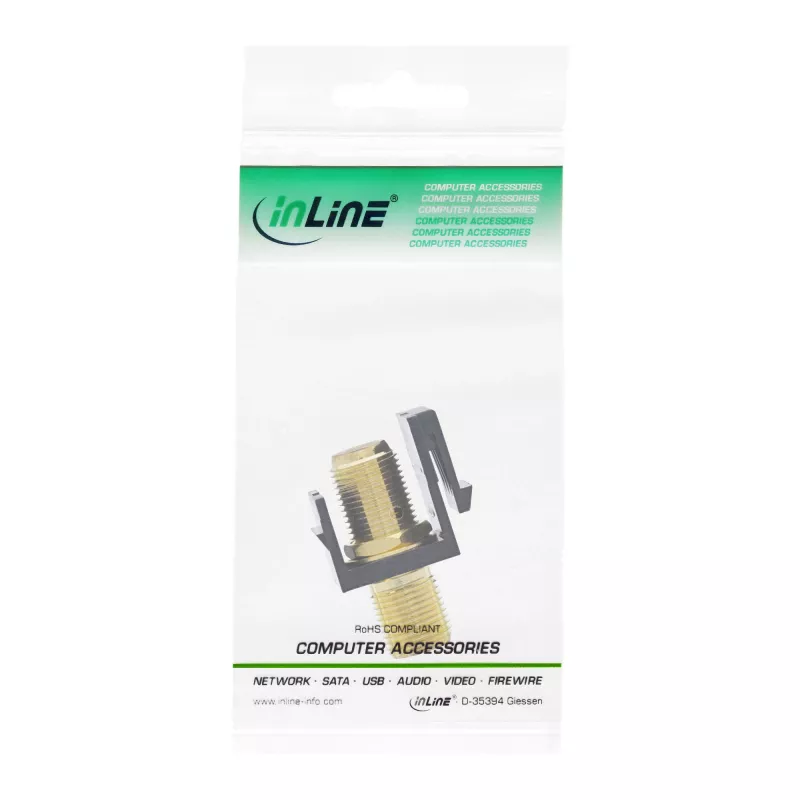 InLine Keystone-asennusadapteri, satelliittikaapelille, 2x F-liitäntä, musta
