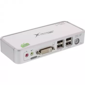 InLine Compact Desktop KVM -kytkin USB DVI 2 porttia + audio kaapeleilla 1,2 m