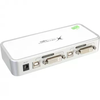 InLine Compact Desktop KVM -kytkin USB DVI 2 porttia + audio kaapeleilla 1,2 m