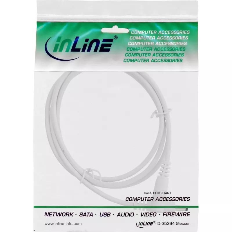 DC-jatkokaapeli InLine 26855D 0,5 m pistoke/liitäntä 4,0x1,7 mm valkoinen