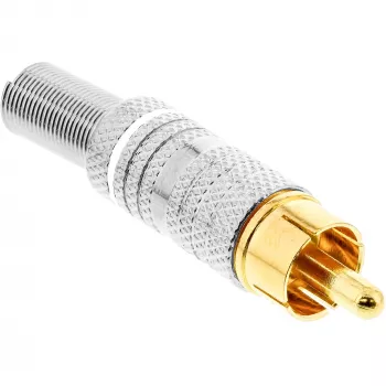 InLine RCA metallipistoke uros juotettava, hopea, valkoinen rengas, 6 mm kaapelille