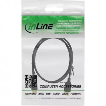 InLine USB 2.0 jatkokaapeli Type-A uros/naaras, kullattu, musta, 1,2 m