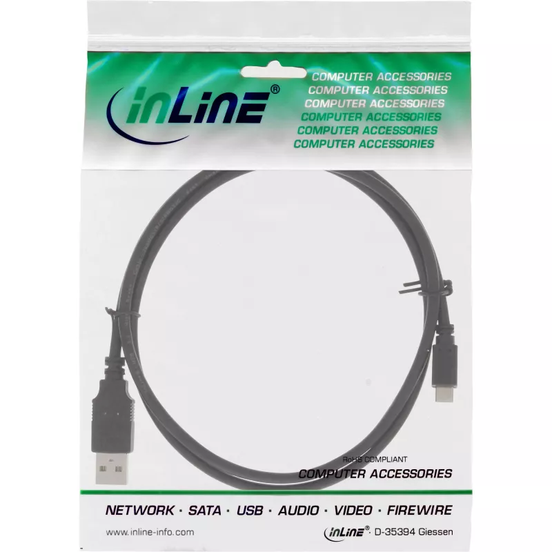 InLine Micro-USB 2.0 pikalatauskaapeli USB Type-A uros / Micro-B uros, 1,8 m