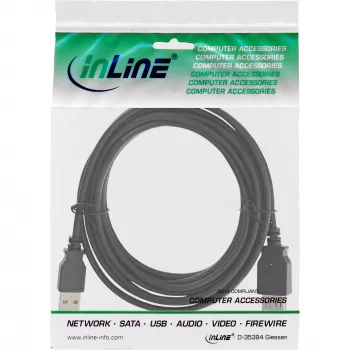 USB 2.0 jatkokaapeli Type-A uros/naaras InLine 34602B 2 m musta