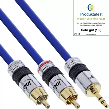InLine audiokaapeli Premium 2x RCA-uros / 3,5 mm uros kullattu 0,5 m