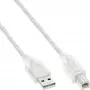 USB 2.0 kaapeli Type-A uros / B uros InLine 34510T 1 m läpinäkyvä