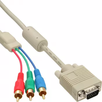 InLine VGA RGB -kaapeli VGA-uros / 3x RCA-uros 2 m