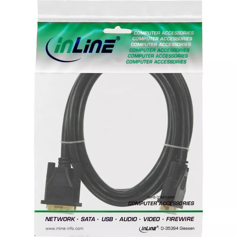 DVI-D kaapeli Premium 24+1 uros/uros Dual Link kullattu 7,5 m InLine 17787P