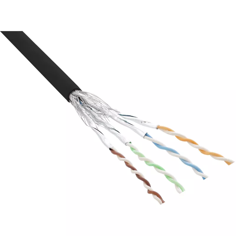 InLine S/FTP PiMF Cat.6 -verkkokaapeli musta AWG27 PVC CU 100 m