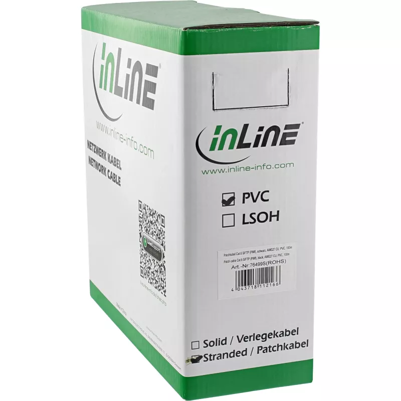 InLine S/FTP PiMF Cat.6 -verkkokaapeli musta AWG27 PVC CU 100 m