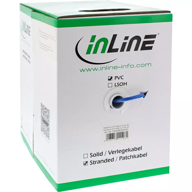 InLine SF/UTP Cat.5e AWG26 CCA PVC -verkkokaapeli sininen 100 m