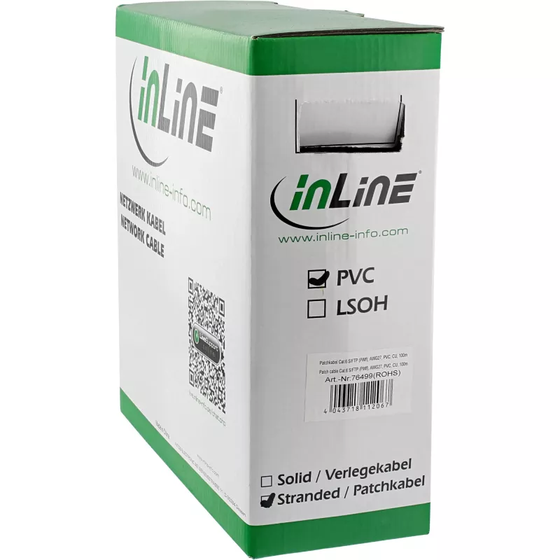 InLine S/FTP PiMF Cat.6 -verkkokaapeli harmaa AWG27 PVC CU 100 m