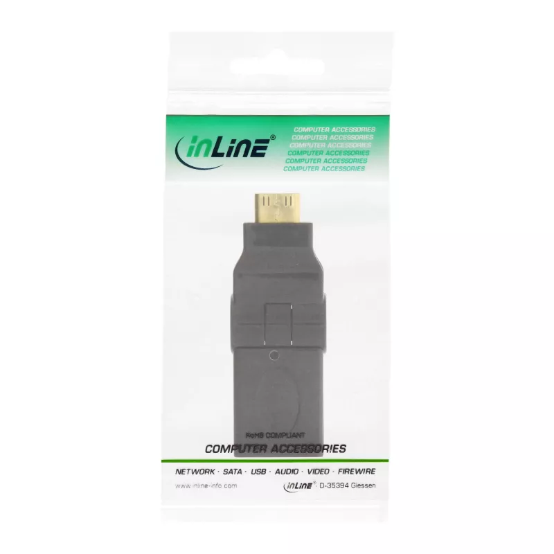 InLine 17690M HDMI-sovitin HDMI A -liitin / HDMI C -pistoke taitettava kullattu