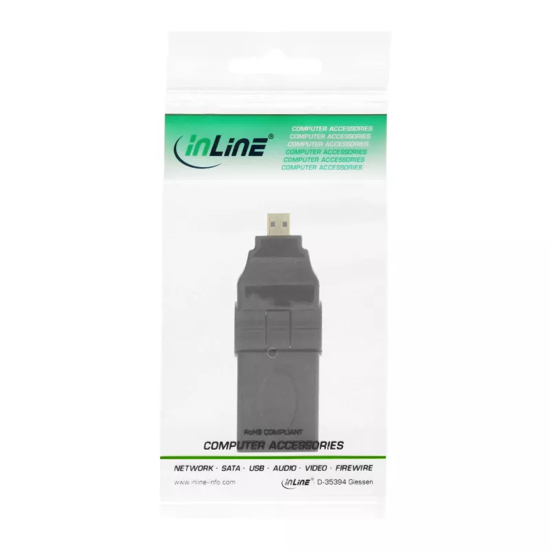 InLine 17690L HDMI-sovitin tyyppi A -liitin / D-pistoke kääntyvä kullattu
