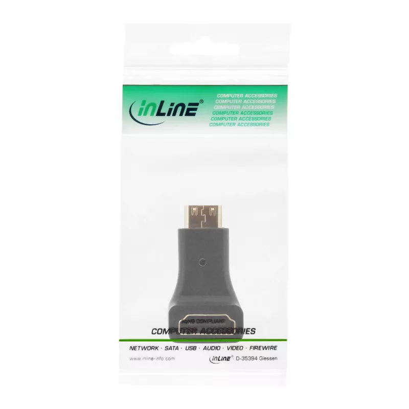 InLine 17690K HDMI-sovitin tyyppi A -liitin / tyyppi C -pistoke kulmamalli