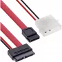 InLine Slimline SATA -kaapeli, ohut SATA 13-pin (7+6) kaapelipuoli SATA+virta, 0,4 m