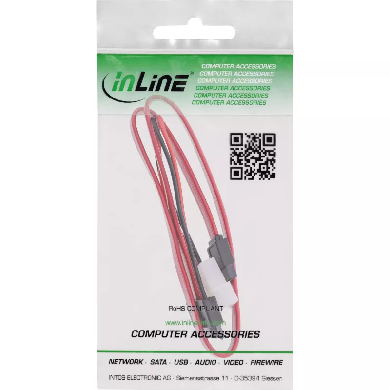 InLine Slimline SATA -kaapeli, ohut SATA 13-pin (7+6) kaapelipuoli SATA+virta, 0,4 m