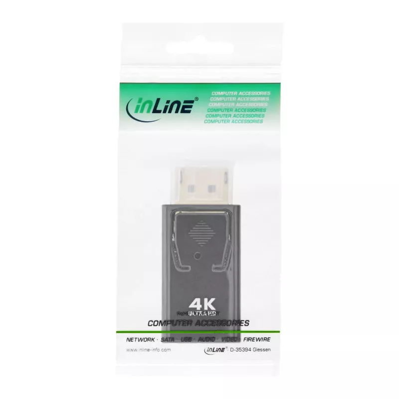InLine konvertteri DisplayPort-pistoke / HDMI-liitin, 4K/60Hz, äänellä
