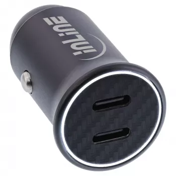 InLine USB-autolaturiadapteri Power Delivery, 2x USB-C, musta