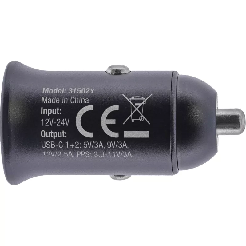 InLine USB-autolaturiadapteri Power Delivery, 2x USB-C, musta