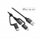 InLine 3-in-1 USB-kaapeli, USB-A uros - Micro-USB+USB-C+Lightning, musta/alumiini