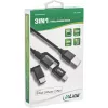 InLine 3-in-1 USB-kaapeli, USB-A uros - Micro-USB+USB-C+Lightning, musta/alumiini